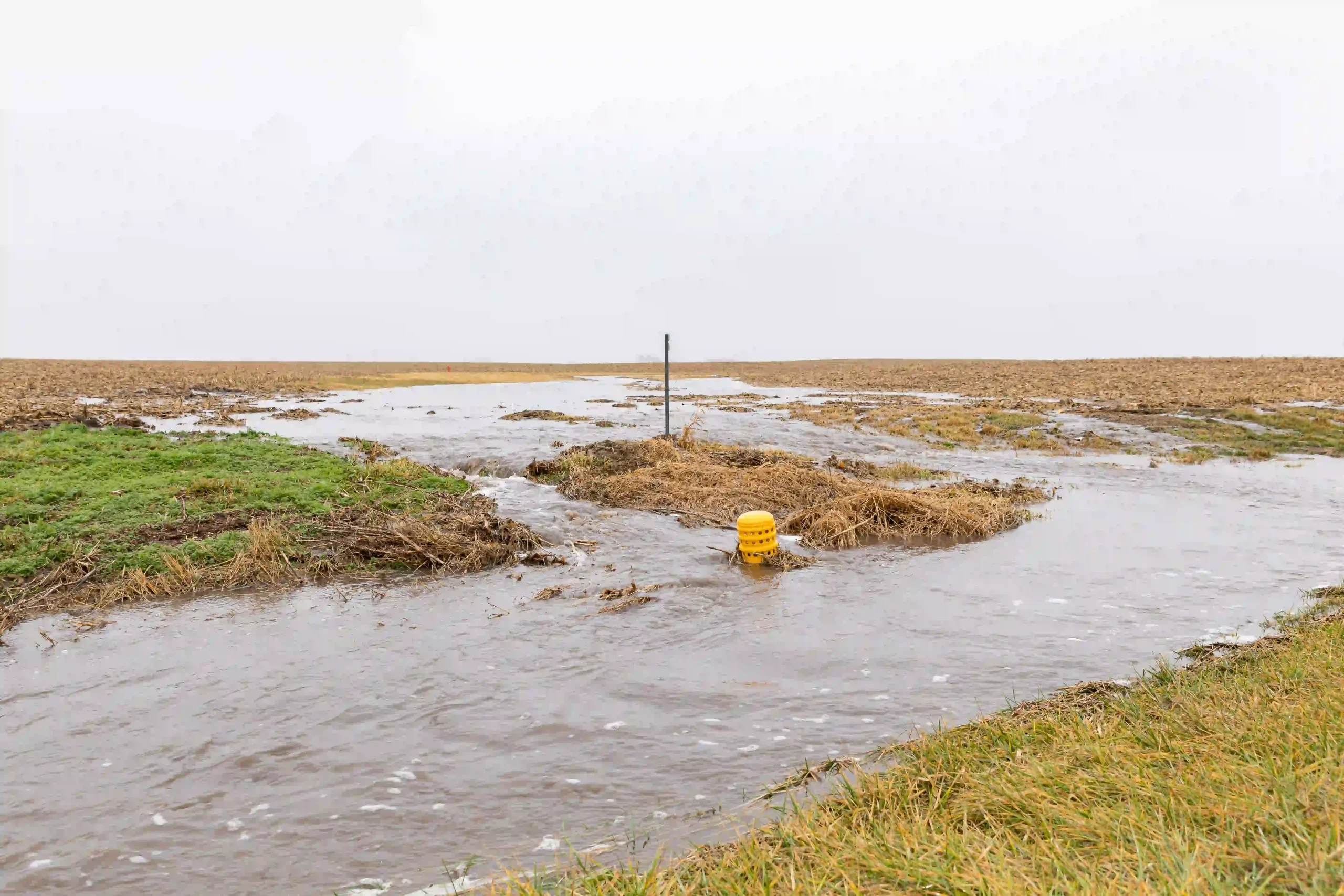 Soil erosion from flowing water runoff